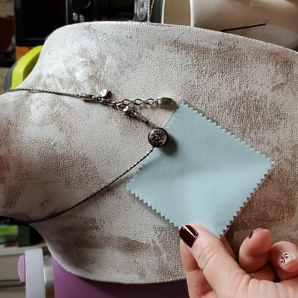 Brighton Necklace Celestial Blue Crystal Reversable Pendant Silverplate Retired - Picture 10 of 10